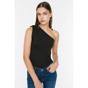 Trendyol Black Asymmetric Collar Knitted Body