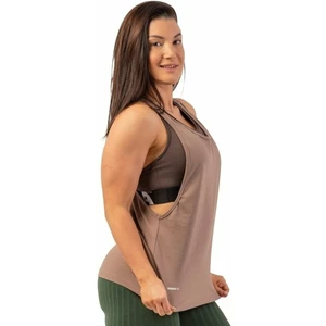 Nebbia Sleeveless Loose Cross Back Tank Top "Feeling Good" Brown M