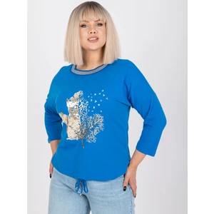 Dark blue plus size blouse decorated with Binita sequins