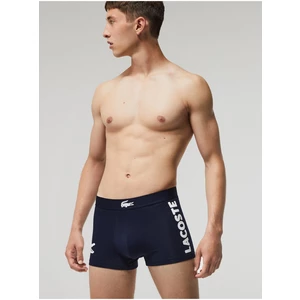Set of three men's patterned boxer shorts in lacoste gray and blue - Men