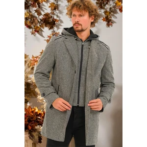 PLT8401 DEWBERRY MEN'S COAT-LIGHT DIAGONAL GREY