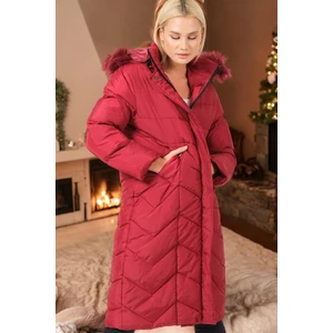 Z6751 DEWBERRY LADIES' COAT-PLAIN BURGUNDY