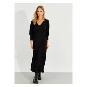 Cool & Sexy Women's Black Bat Sleeve Midi Dress