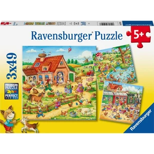 Ravensburger puzzle Prázdzniny na vidieku 3 x 49 dielikov