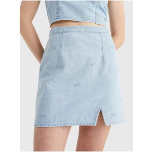 Tommy Jeans Light Blue Women's Denim Short Skirt with Tattered Effect Tommy Jean - Women