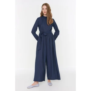 Trendyol Indigo Belted Collar Gipe Woven Overalls