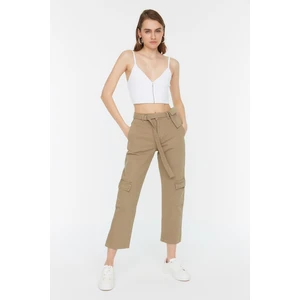 Trendyol Camel Pocket Detailed High Waist Straight Jeans