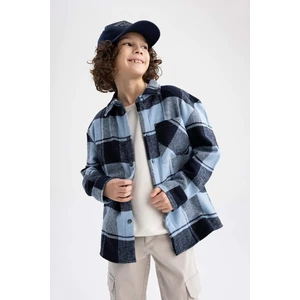 DEFACTO Boy Regular Fit Polo Neck Flannel Long Sleeve Shirt