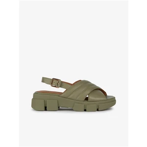 Green Women's Leather Sandals on Geox Platform - Women