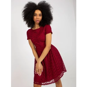 Burgundy flowing cocktail dress with lace