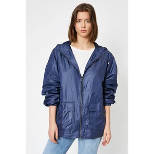 Koton Women's Navy Blue Hooded Raincoat