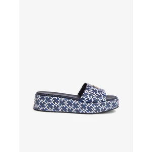 Blue Women's Patterned Slippers on the Tommy Hilfiger Platform - Women