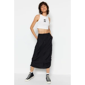 Trendyol Black Parachute Fabric Midi Skirt