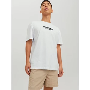 White Men's T-Shirt with print on the back Jack & Jones Digit - Men