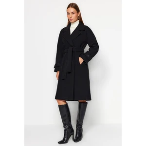 Trendyol Black Limited Edition Oversize Wide-Cut Belted Long Stamped Coat