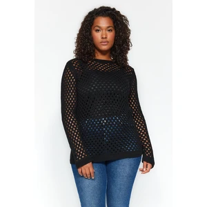 Trendyol Curve Black Openwork/Perforated Knitwear Sweater