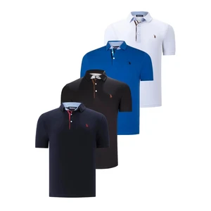 QUAD SET T8582 DEWBERRY MENS T-SHIRT-BLACK-WHITE-NAVY BLUE-SAKS