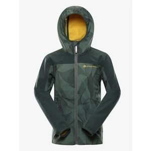 Dark green children's softshell jacket ALPINE PRO Hooro