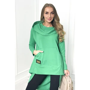 Sweatshirt with long back and hood light green