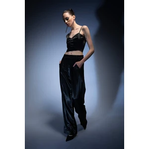 DEFACTO Normal Waist Wide Leg Satin Trousers