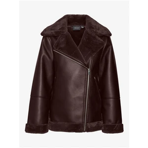 Women's Dark Brown Faux Leather Jacket VERO MODA Emmy - Women