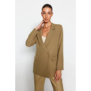 Trendyol Light Khaki Regular Lined Double Breasted Blazer with Closure