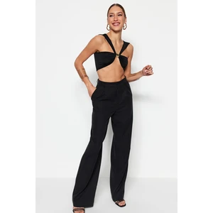 Trendyol Black Crop Knitted Accessorized Blouse