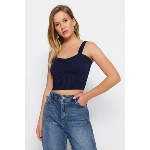 Trendyol Navy Blue Crop Knitwear Blouse