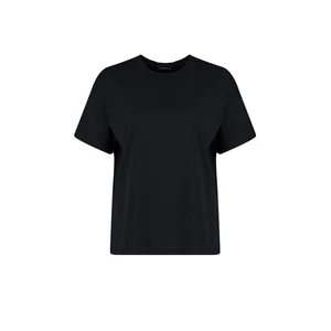 Trendyol Curve Black Knitted Crewneck T-shirt with Print on the Back