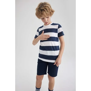 DEFACTO Boy Regular Fit Crew Neck Striped Patterned Short Sleeve T-Shirt