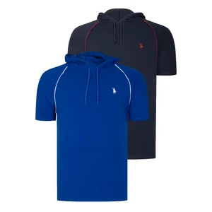 DUAL SET T8570 DEWBERRY HOODED MEN'S T-SHIRT-NAVY BLUE-SAX