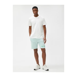 Koton Slogan Printed Shorts With Lace-Up Waist, Slim Fit. Pocket Detailed.