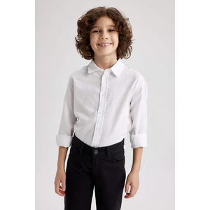 DEFACTO Boy Regular Fit Polo Neck Oxford Long Sleeve Shirt