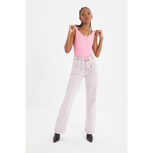 Trendyol Pink Pocket Detailed High Waist 90's Wide Leg Jeans