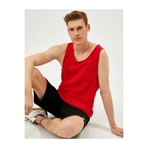 Koton Men's Red Cotton Singlet with Pocket