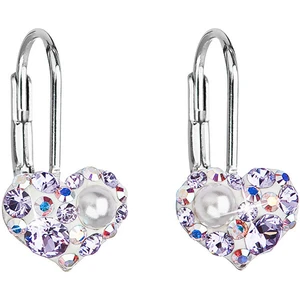 Evolution Group Srdíčkové náušnice s krystaly Swarovski 31125.9 violet