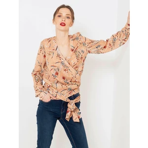 Apricot Flowered Wrap Blouse CAMAIEU - Women