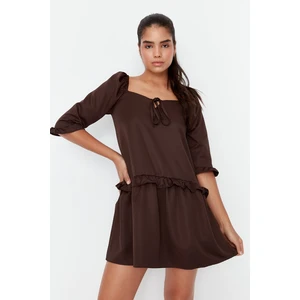 Trendyol Brown Frilly Dress