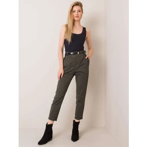 Khaki trousers with high waist