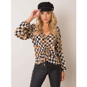 Black-ecru blouse with print