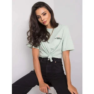 Ladies&#39; mint t-shirt with embroidery