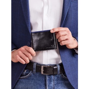Black wallet for men with cobalt module