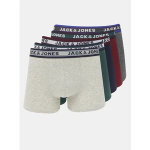 Sada pěti boxerek v zelené a šedé barvě Jack & Jones Oliver - Pánské