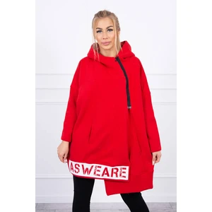 Insulated sweatshirt with a zipper red