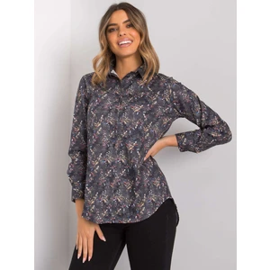 RUE PARIS Dark gray patterned shirt