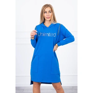 Dress with the inscription unlimited mauve blue