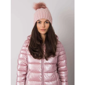 Light pink insulated hat with patches