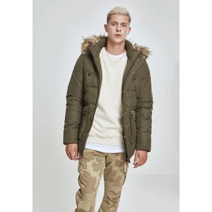 Faux Fur Hooded Jacket darkolive