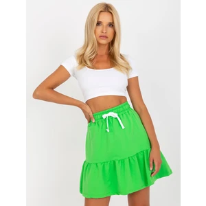 Light green short sweatshirt skirt with tying detail