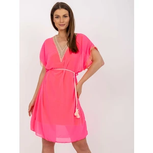 Fluo pink airy dress one size with lining